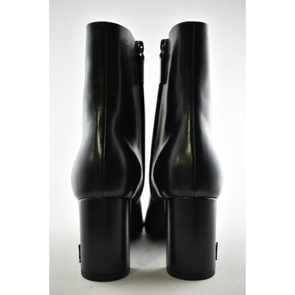 YSL Yves Saint Laurent Lou 70 Black Leather Pin Block Heel Ankle Bootie Boot 37 - Picture 11 of 12